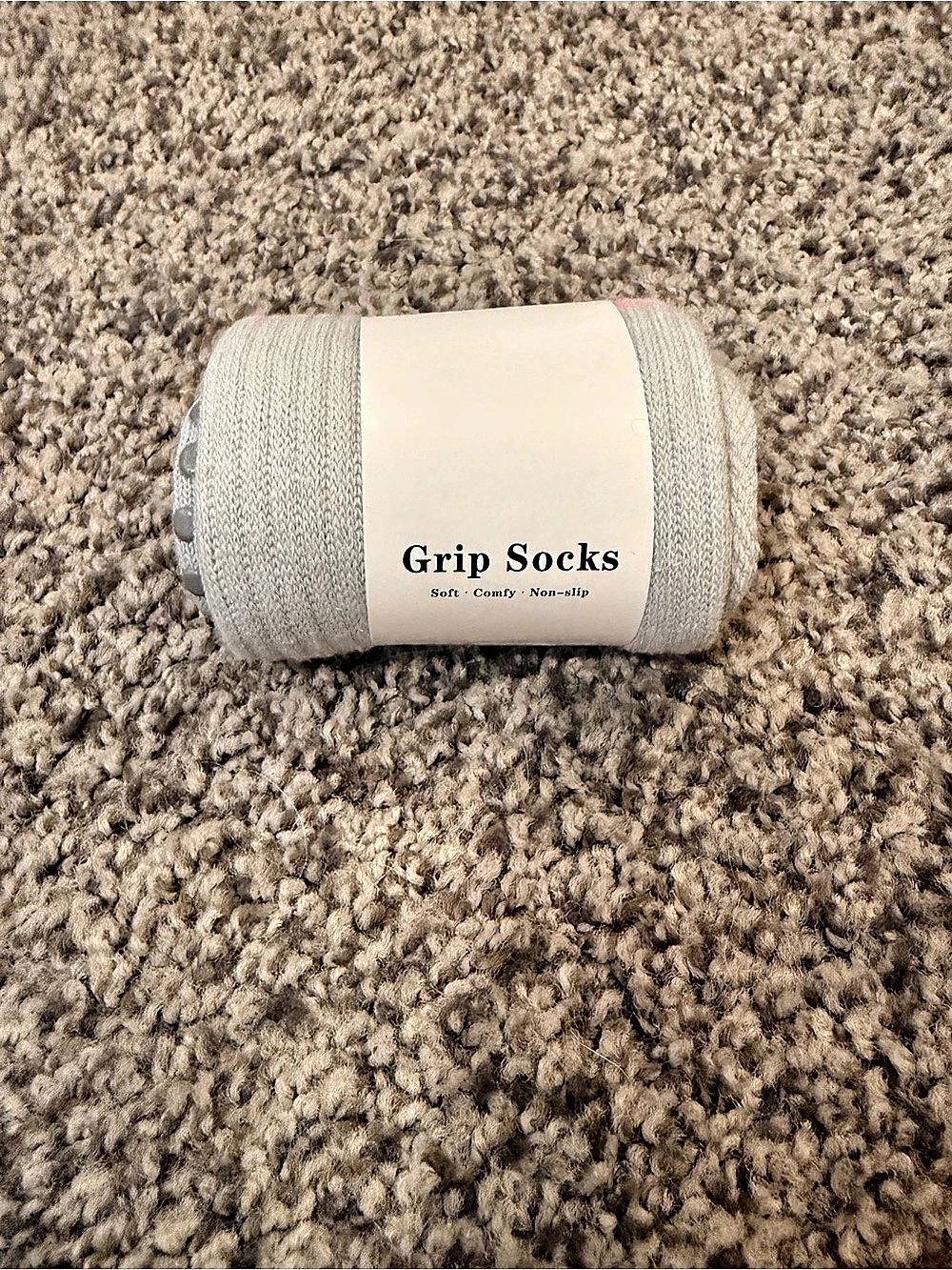 Grip Socks Gray & Pink Striped NWT